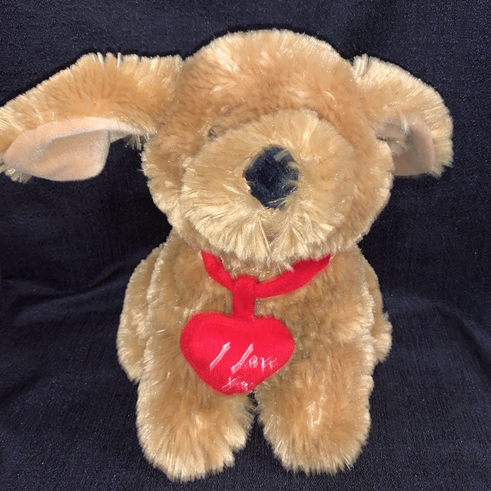 Vtg Chrisha Playful Plush I LOVE YOU Puppy Dog 11" Plush Stuffed Animal Toy 2007